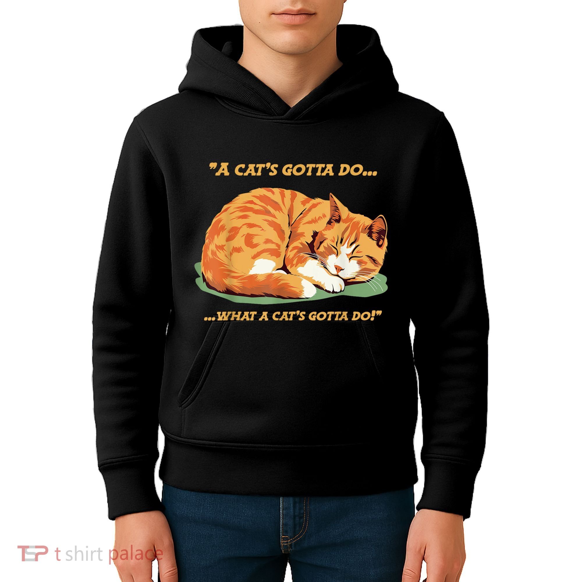 Cat Lover Sleeping Cat A Cats Gotta Do Funny Cat Saying Kids Hoodie