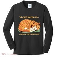 Cat Lover Sleeping Cat A Cats Gotta Do Funny Cat Saying Kids Long Sleeve Shirt thumb 0