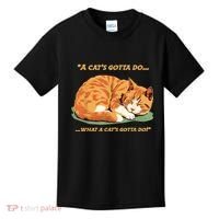 Cat Lover Sleeping Cat A Cats Gotta Do Funny Cat Saying Kids T-Shirt thumb 0