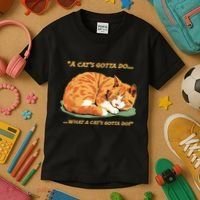 Cat Lover Sleeping Cat A Cats Gotta Do Funny Cat Saying Kids T-Shirt thumb 3