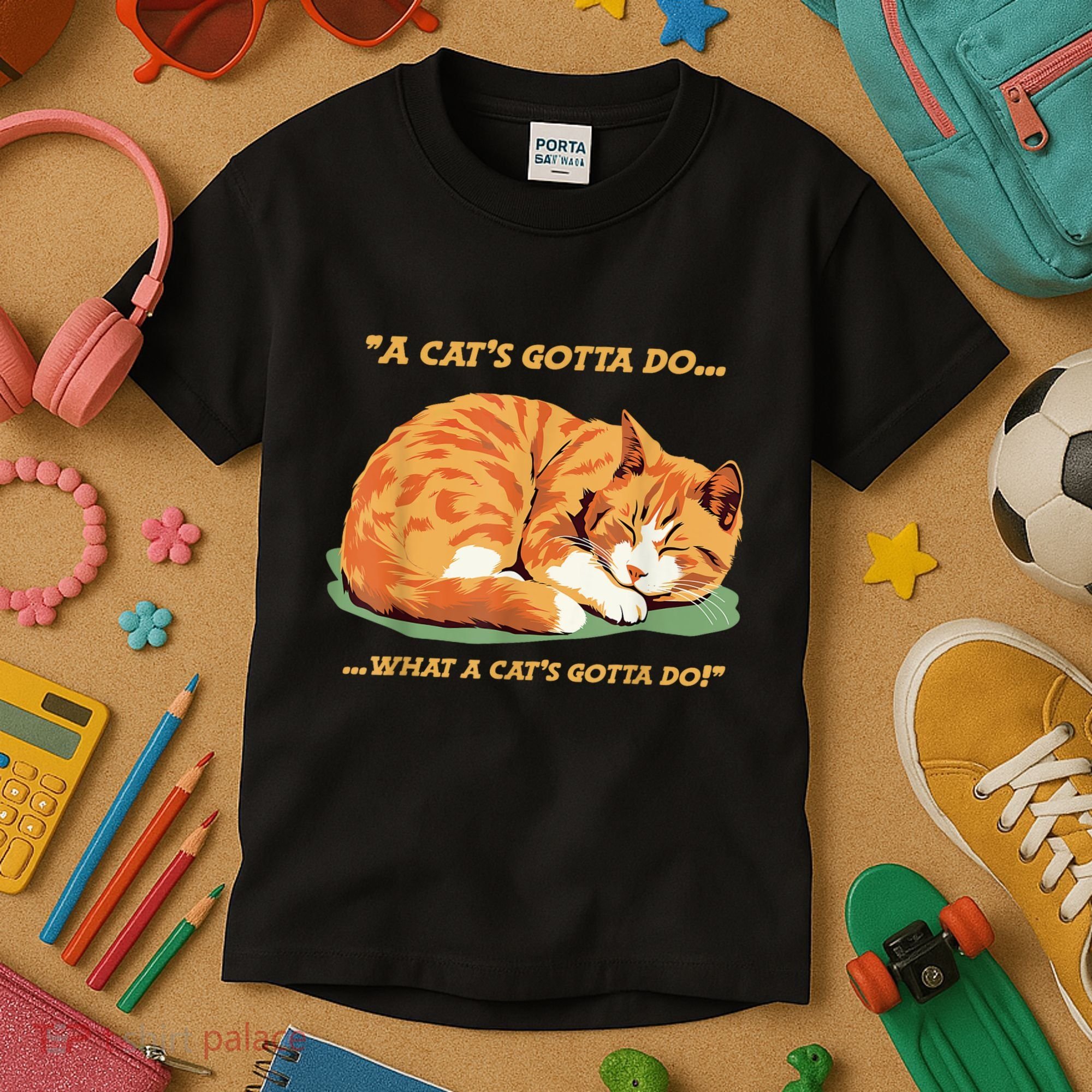 Cat Lover Sleeping Cat A Cats Gotta Do Funny Cat Saying Kids T-Shirt