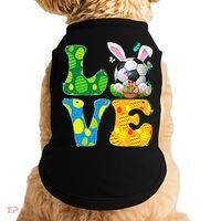 Cute Love Soccer Ball With Bunny Ears Easter Day Doggie Tank thumb 0
