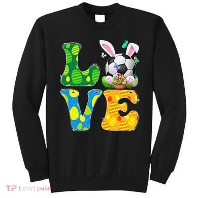 Cute Love Soccer Ball With Bunny Ears Easter Day Sweatshirt
