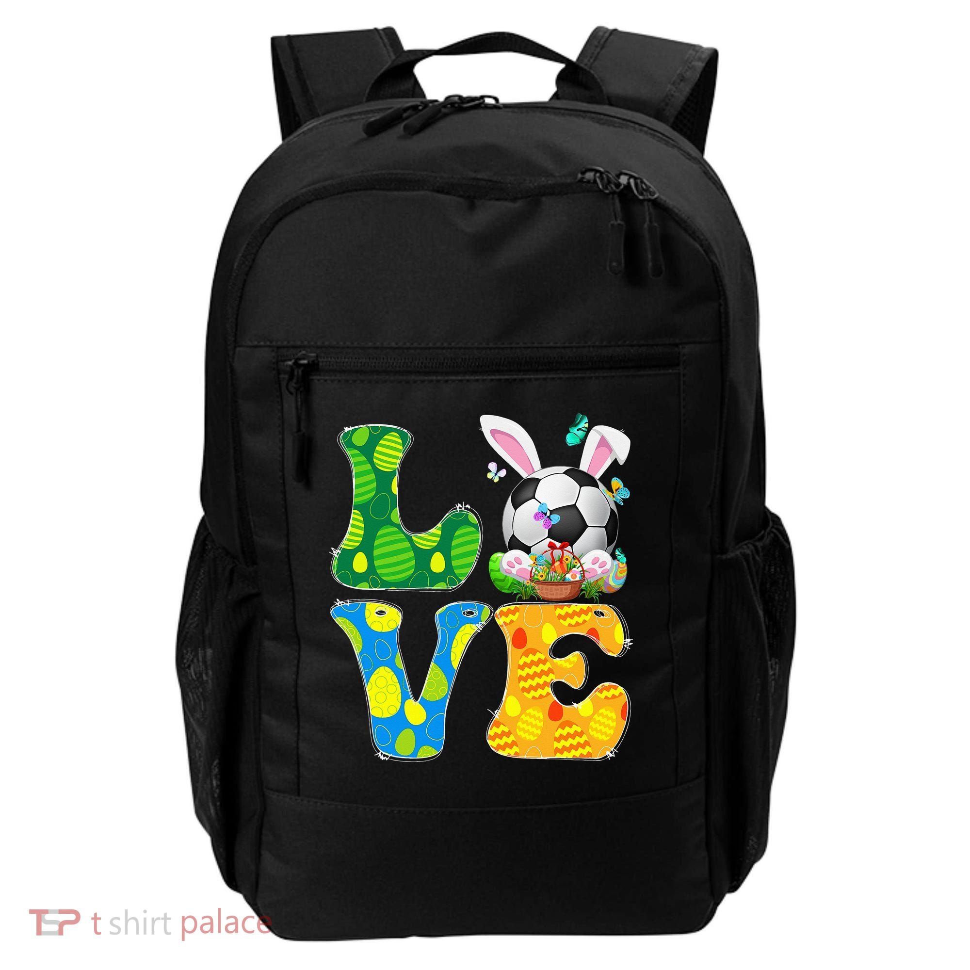Cute Love Soccer Ball With Bunny Ears Easter Day Backpack