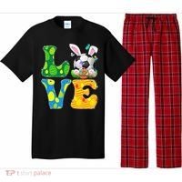 Cute Love Soccer Ball With Bunny Ears Easter Day Pajama Set thumb 0