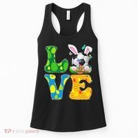 Cute Love Soccer Ball With Bunny Ears Easter Day Women's Tank Top thumb 0