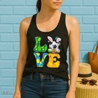 Cute Love Soccer Ball With Bunny Ears Easter Day Women's Tank Top thumb 2