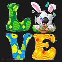 Cute Love Soccer Ball With Bunny Ears Easter Day Baby Bodysuit thumb 2