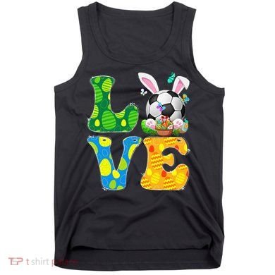 Cute Love Soccer Ball With Bunny Ears Easter Day Tank Top