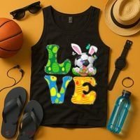 Cute Love Soccer Ball With Bunny Ears Easter Day Tank Top thumb 4