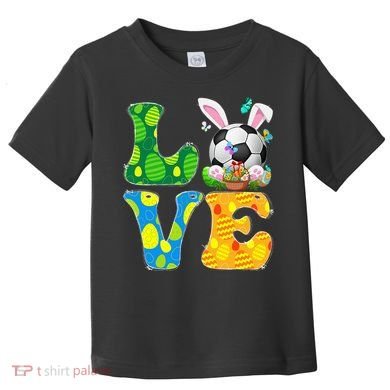 Cute Love Soccer Ball With Bunny Ears Easter Day Toddler T-Shirt