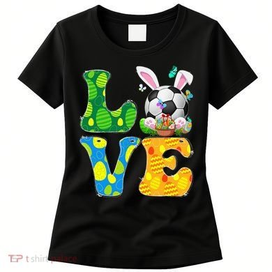 Cute Love Soccer Ball With Bunny Ears Easter Day Women's T-Shirt