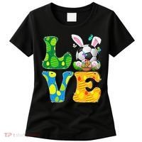 Cute Love Soccer Ball With Bunny Ears Easter Day Women's T-Shirt thumb 0