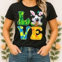 Cute Love Soccer Ball With Bunny Ears Easter Day Women's T-Shirt thumb 2