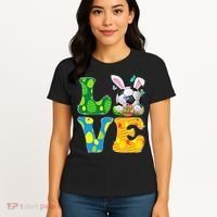 Cute Love Soccer Ball With Bunny Ears Easter Day Women's T-Shirt thumb 4