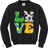 Cute Love Soccer Ball With Bunny Ears Easter Day Kids Sweatshirt thumb 0