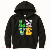 Cute Love Soccer Ball With Bunny Ears Easter Day Kids Hoodie thumb 0