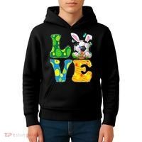 Cute Love Soccer Ball With Bunny Ears Easter Day Kids Hoodie thumb 4