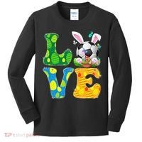 Cute Love Soccer Ball With Bunny Ears Easter Day Kids Long Sleeve Shirt thumb 0
