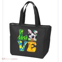 Cute Love Soccer Ball With Bunny Ears Easter Day Tote Bag thumb 3