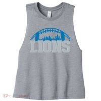 Cool Lions Sports Football With City Women's Racerback Cropped Tank thumb 0