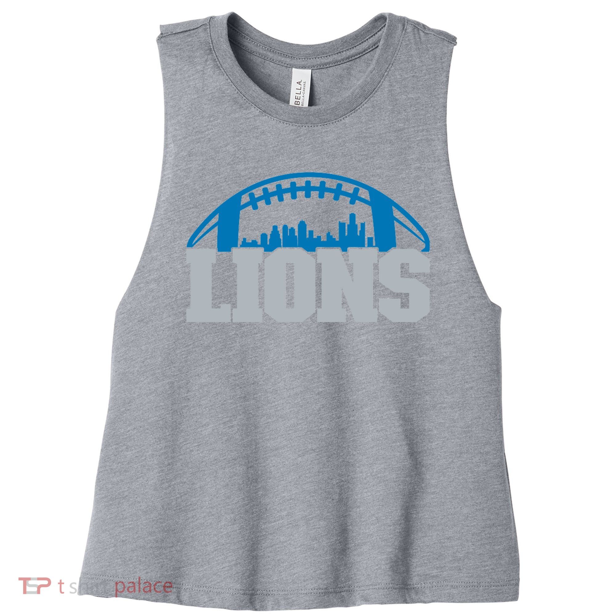 Cool Lions Sports Football With City Women's Racerback Cropped Tank