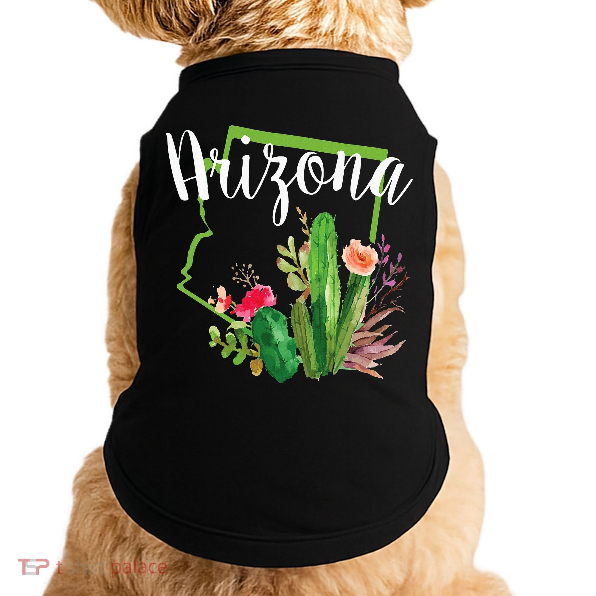 Cute Love State Of Arizona Blooming Cactus Flowers Doggie Tank