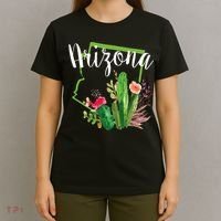 Cute Love State Of Arizona Blooming Cactus Flowers T-Shirt thumb 4