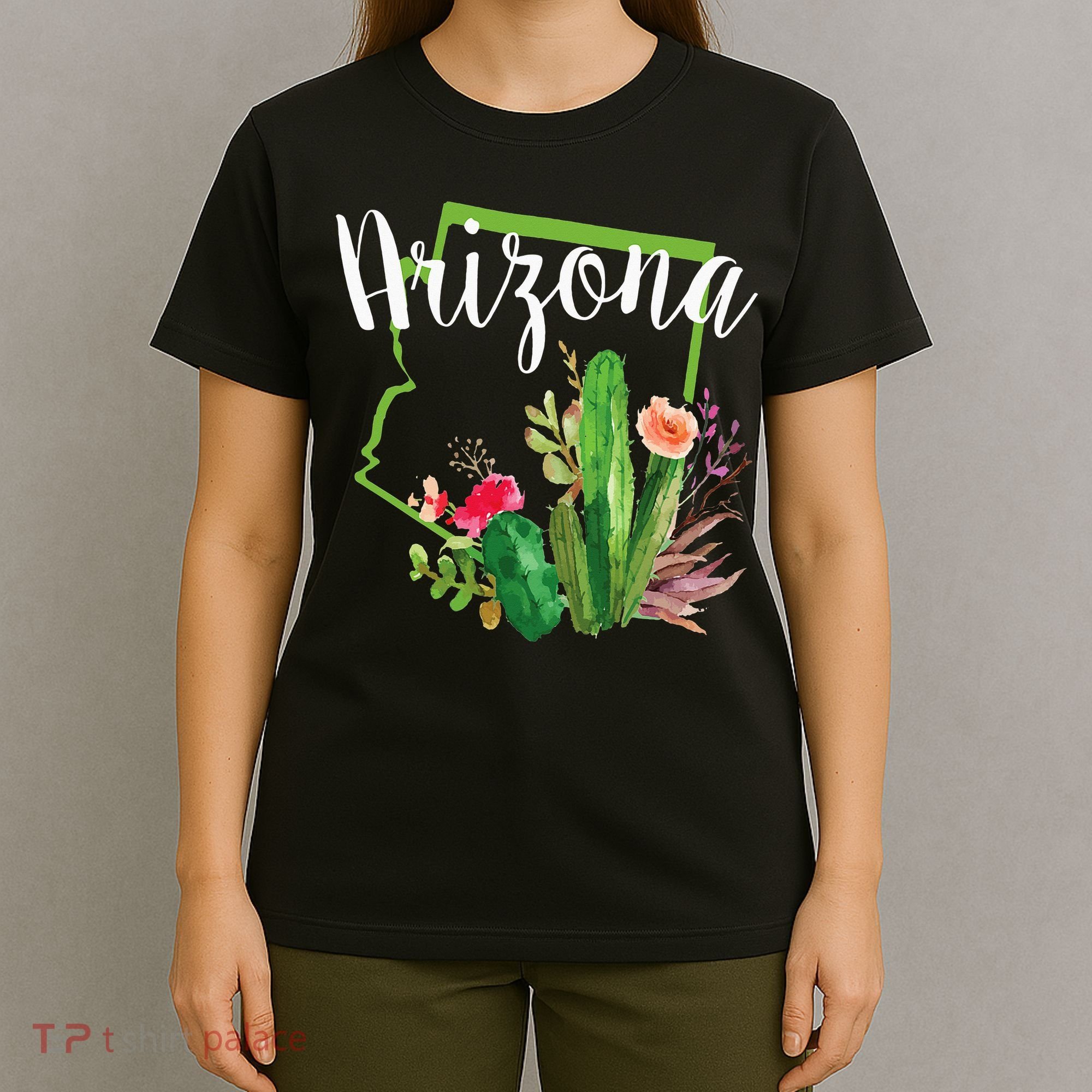 Cute Love State Of Arizona Blooming Cactus Flowers T-Shirt
