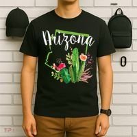 Cute Love State Of Arizona Blooming Cactus Flowers T-Shirt thumb 6