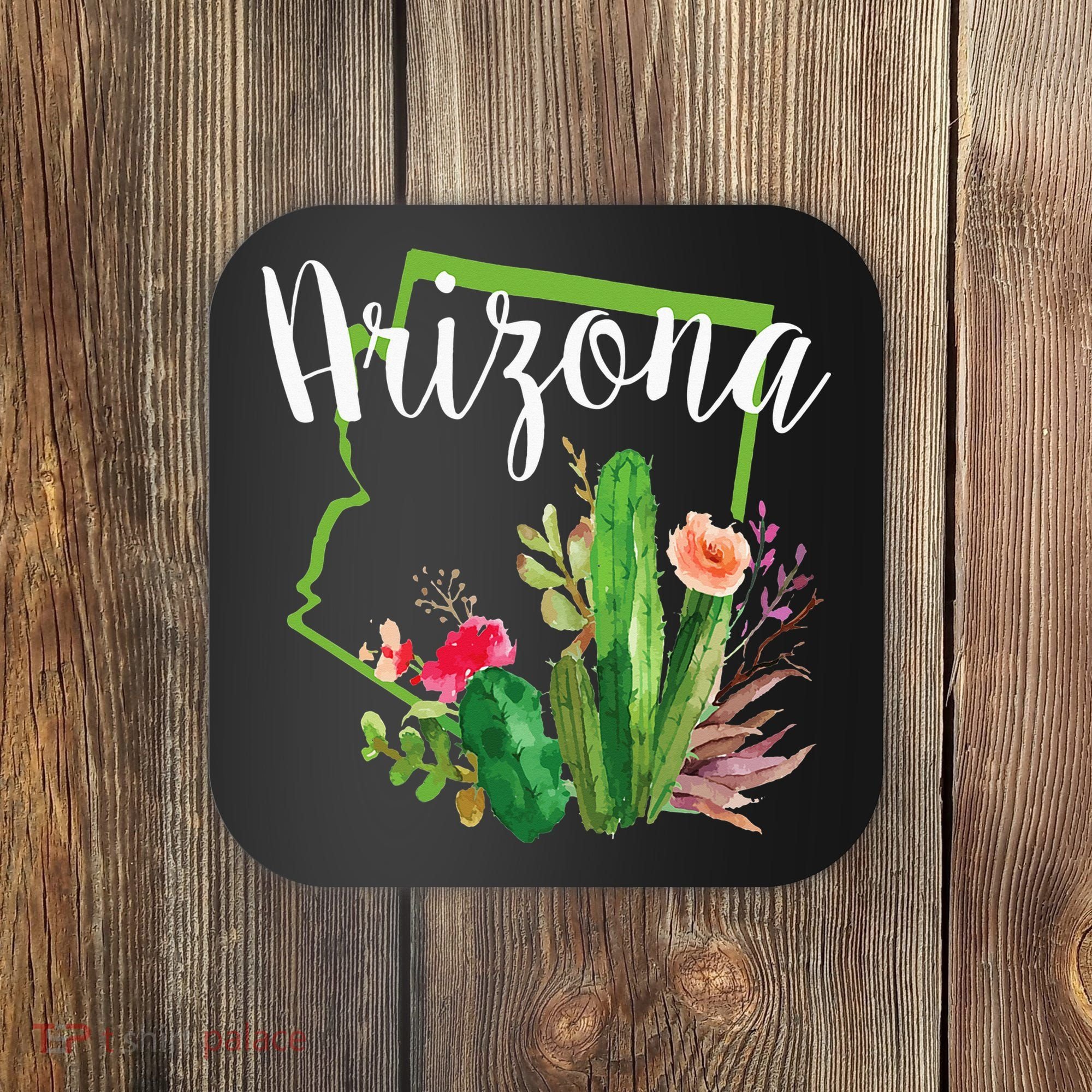 Cute Love State Of Arizona Blooming Cactus Flowers Coaster