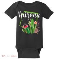 Cute Love State Of Arizona Blooming Cactus Flowers Baby Bodysuit thumb 0