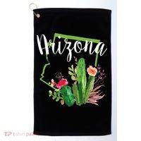 Cute Love State Of Arizona Blooming Cactus Flowers Golf Towel thumb 0