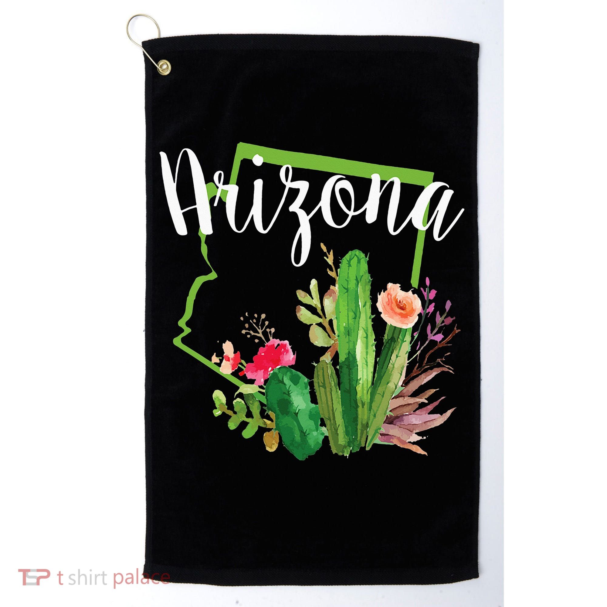 Cute Love State Of Arizona Blooming Cactus Flowers Golf Towel