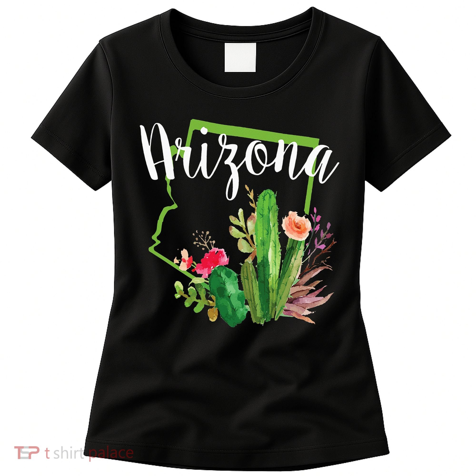Cute Love State Of Arizona Blooming Cactus Flowers Women's T-Shirt