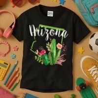 Cute Love State Of Arizona Blooming Cactus Flowers Kids T-Shirt thumb 3