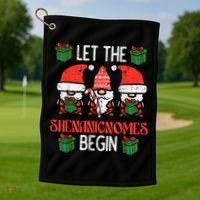 Christmas Let Shenanignomes Begin Xmas Gnomes Golf Towel thumb 1
