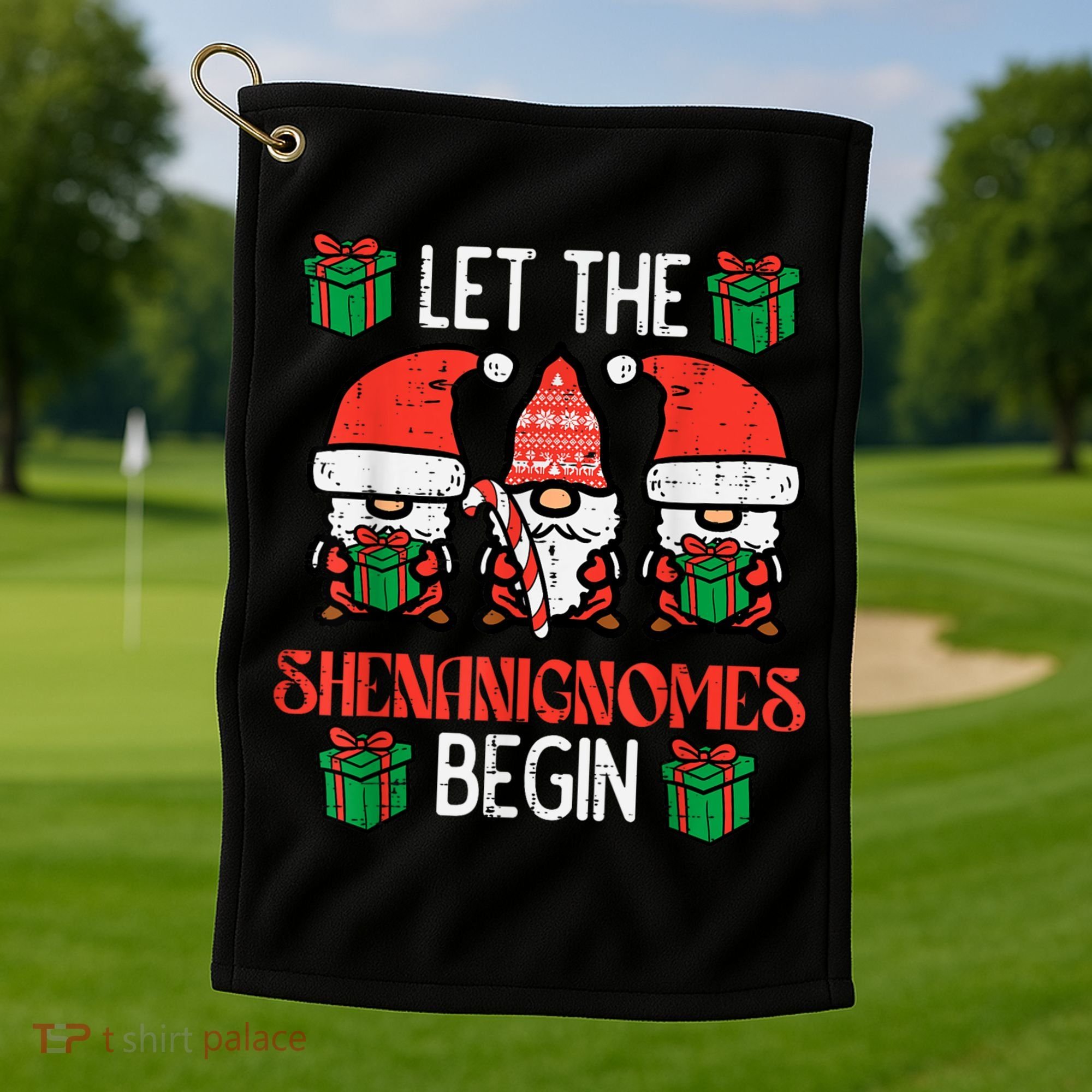 Christmas Let Shenanignomes Begin Xmas Gnomes Golf Towel