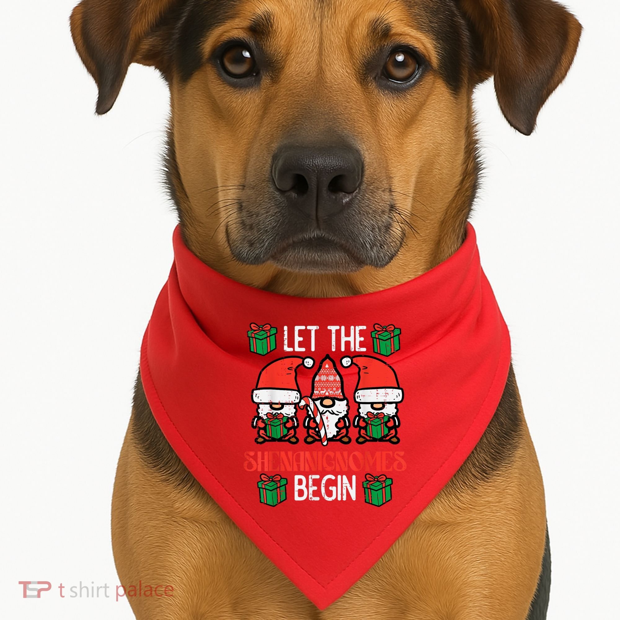 Christmas Let Shenanignomes Begin Xmas Gnomes USA-Made Doggie Bandana