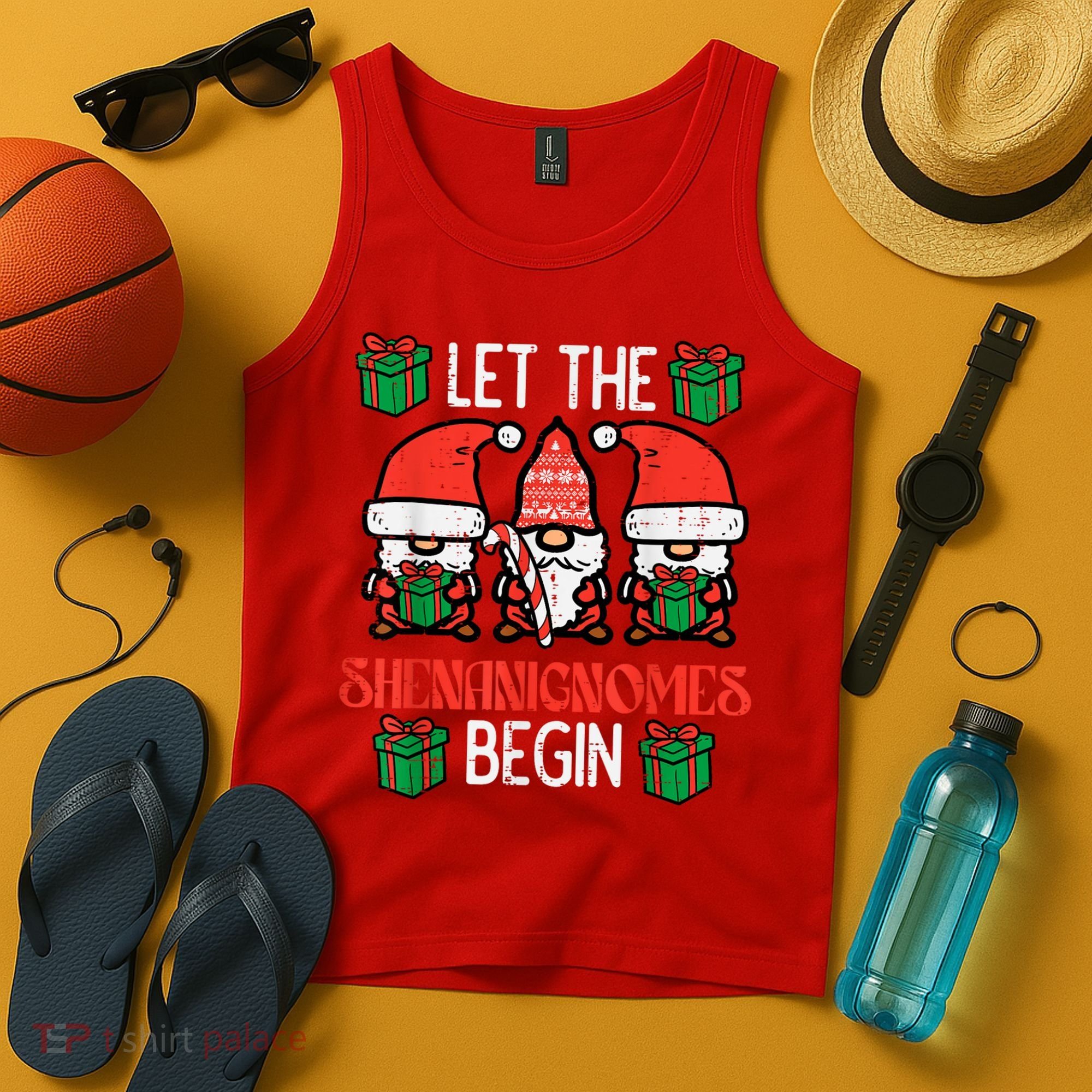 Christmas Let Shenanignomes Begin Xmas Gnomes Tank Top