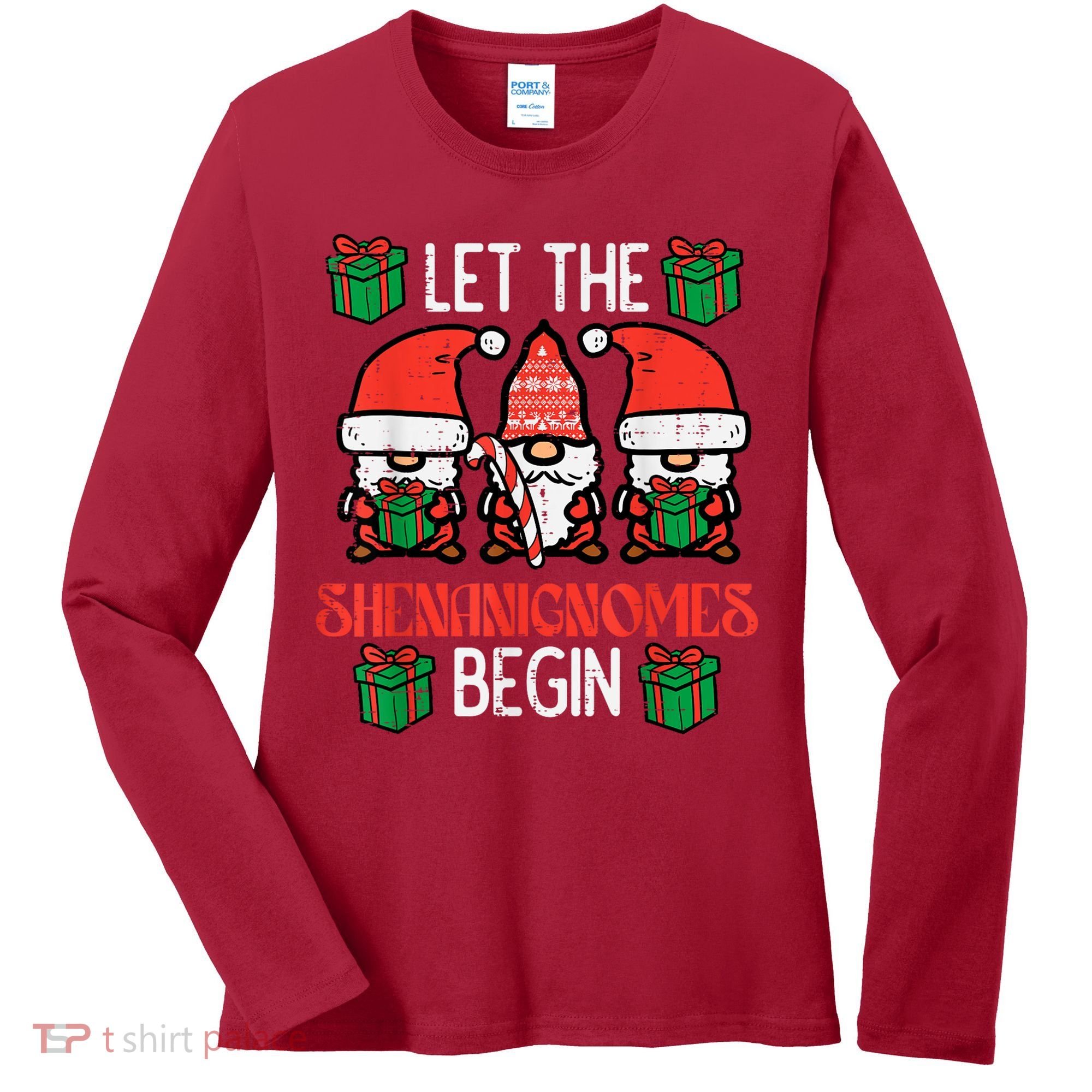 Christmas Let Shenanignomes Begin Xmas Gnomes Women's Long Sleeve Shirt