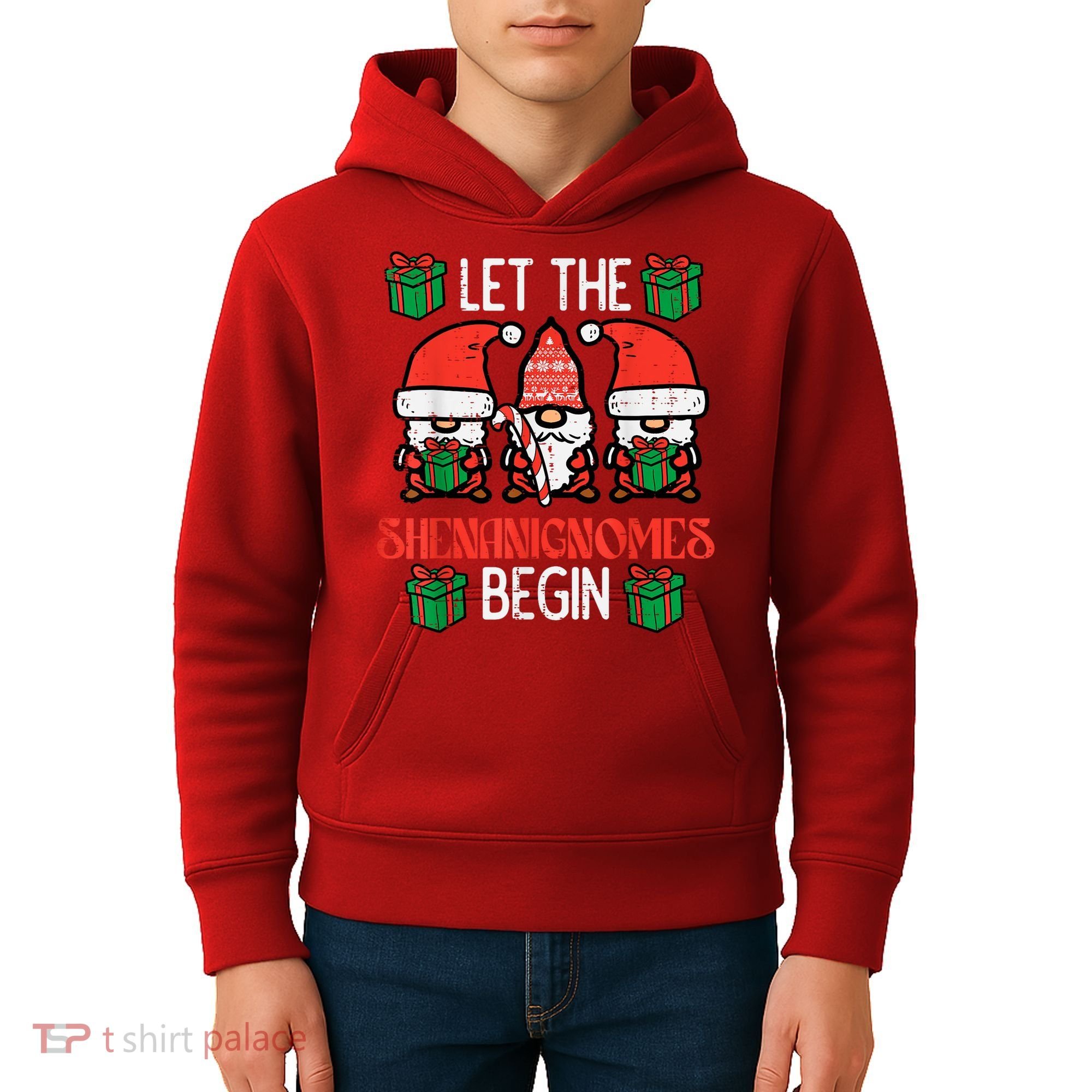 Christmas Let Shenanignomes Begin Xmas Gnomes Kids Hoodie