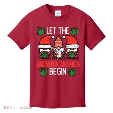 Christmas Let Shenanignomes Begin Xmas Gnomes Kids T-Shirt