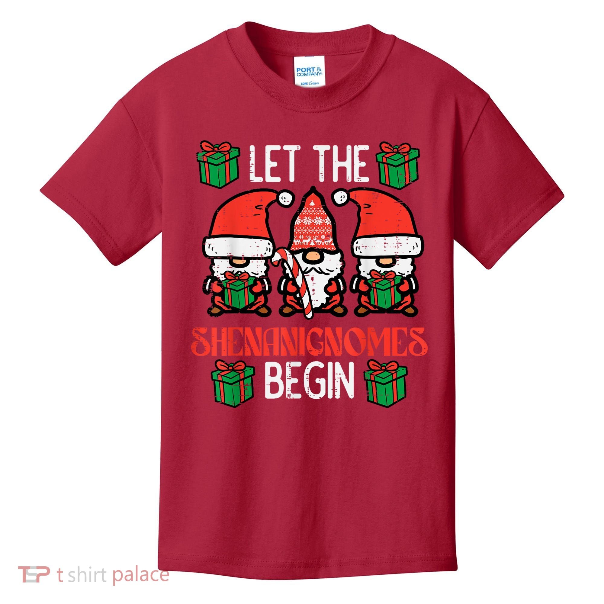 Christmas Let Shenanignomes Begin Xmas Gnomes Kids T-Shirt