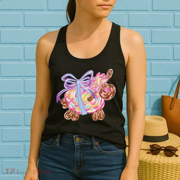 Coquette Lamb Sheep Happy Easter Women's Tank Top