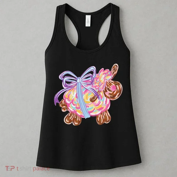 Coquette Lamb Sheep Happy Easter Women's Tank Top
