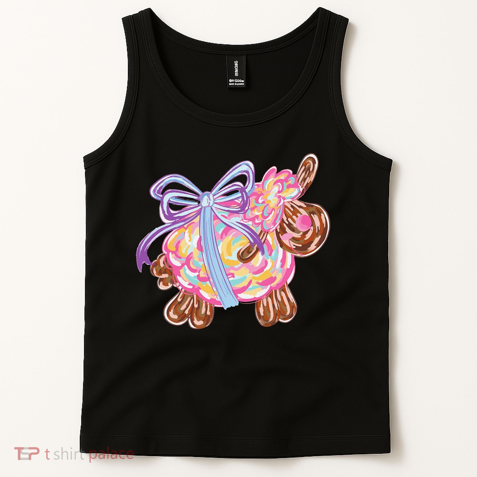 Coquette Lamb Sheep Happy Easter Tank Top