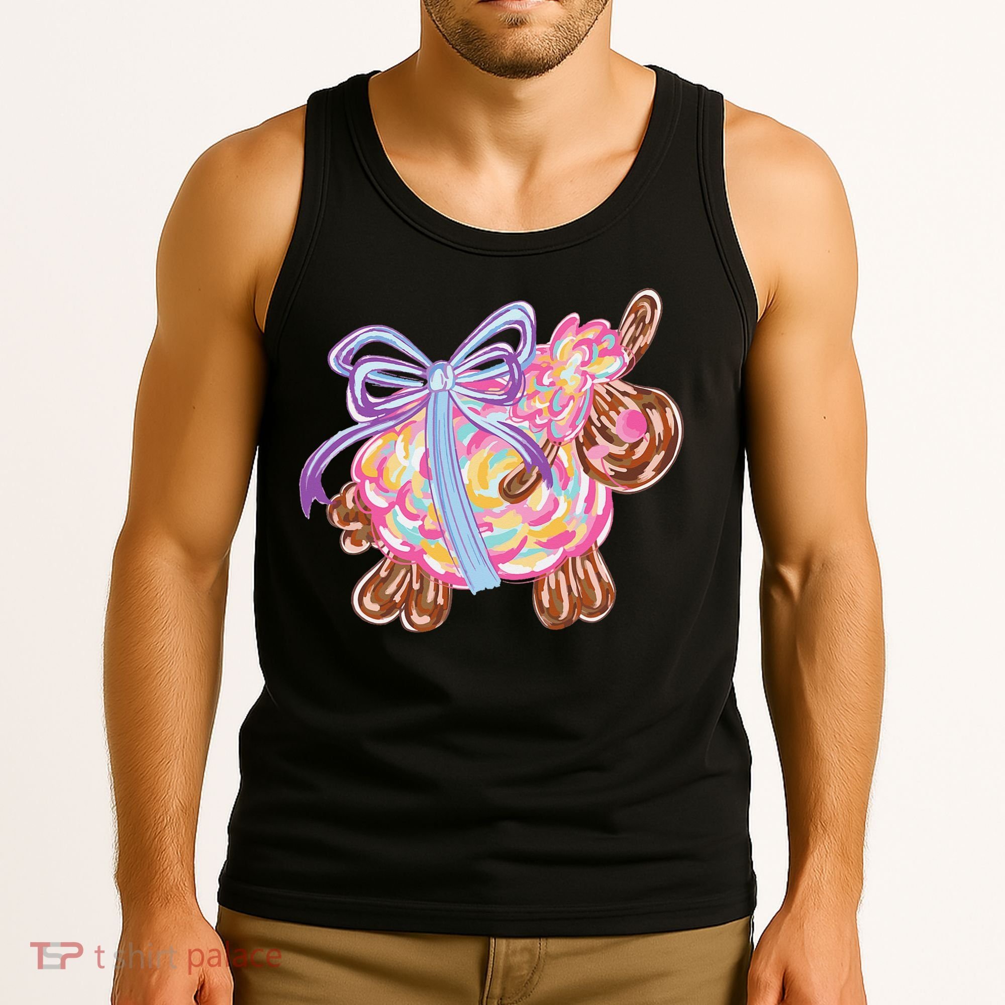 Coquette Lamb Sheep Happy Easter Tank Top
