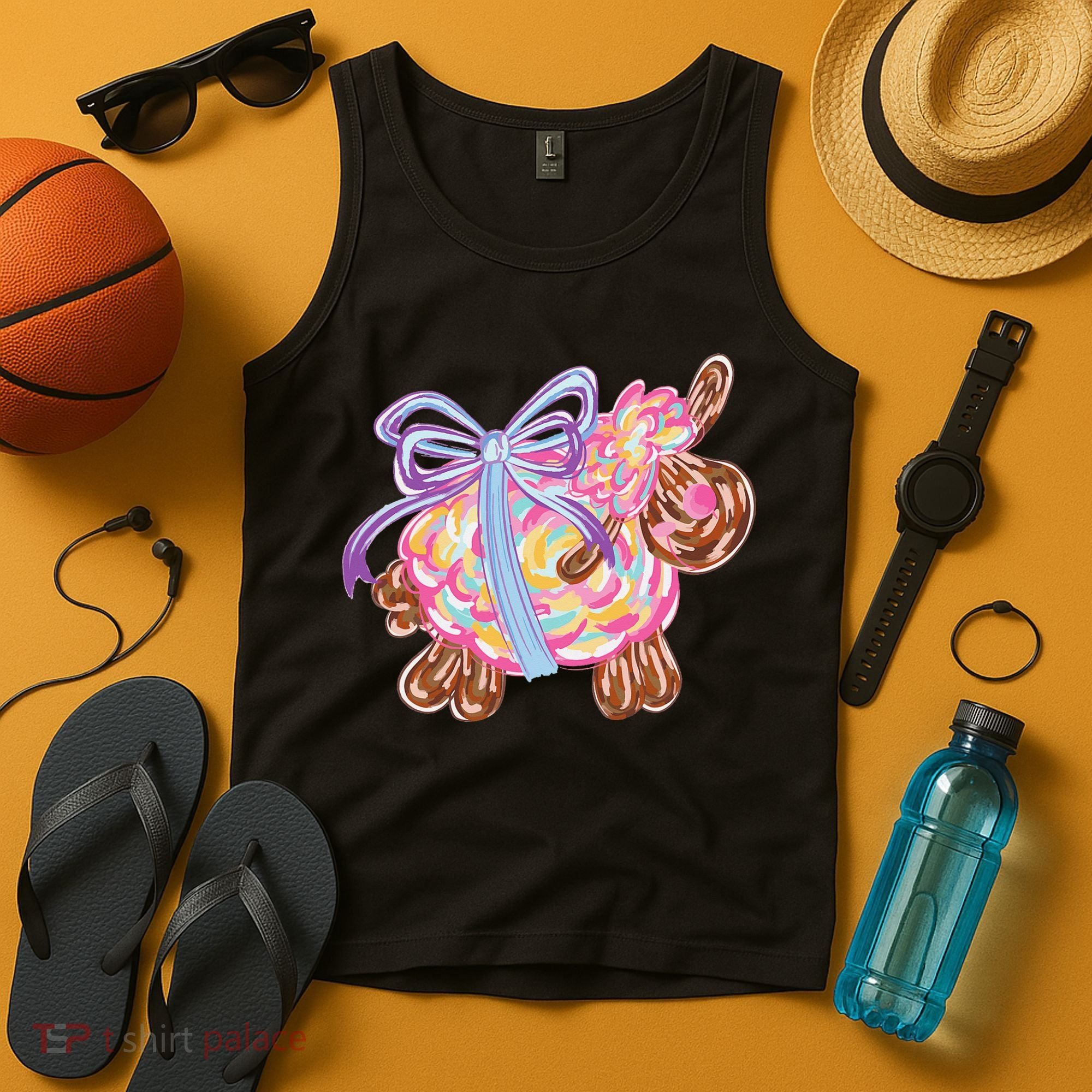 Coquette Lamb Sheep Happy Easter Tank Top