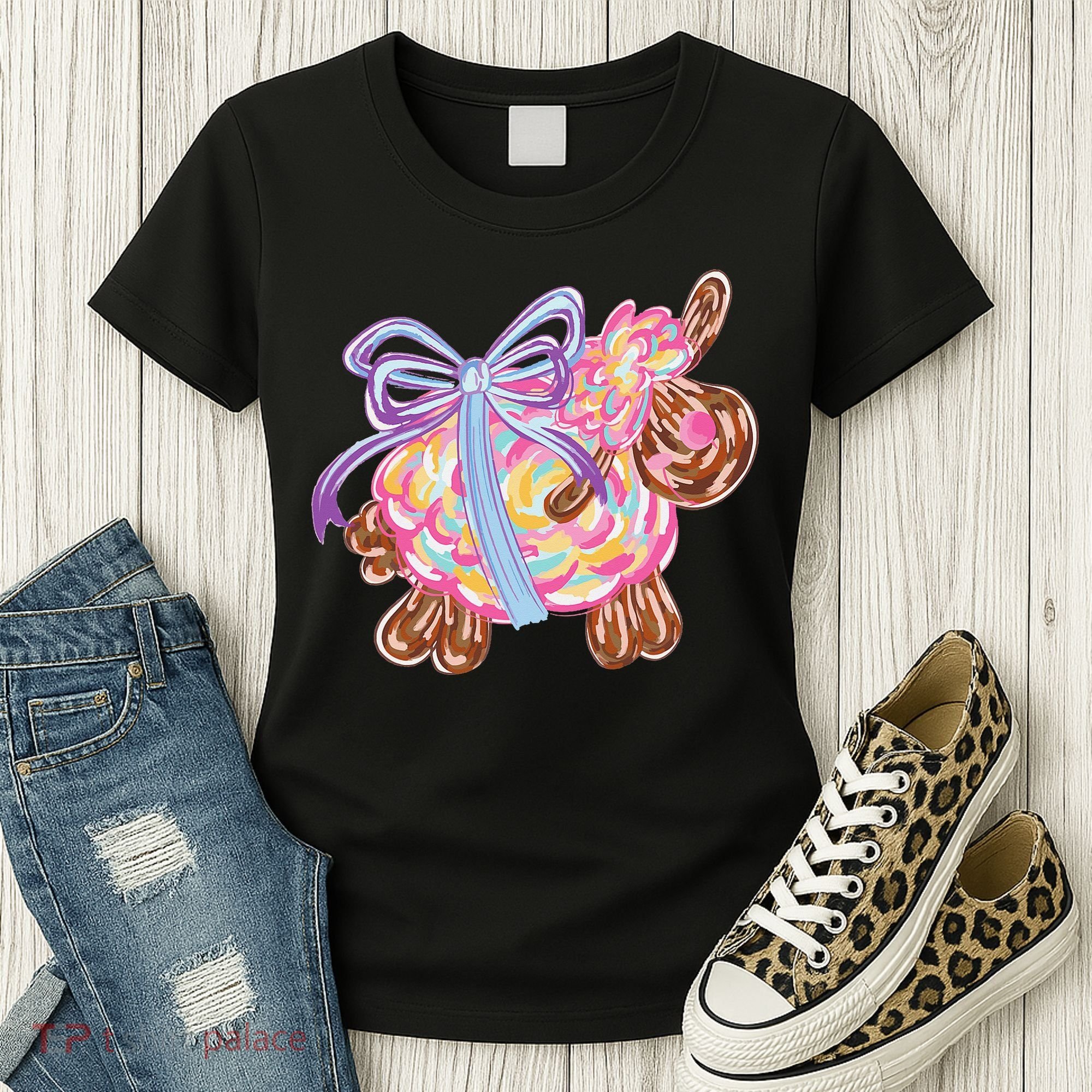Coquette Lamb Sheep Happy Easter Women's T-Shirt
